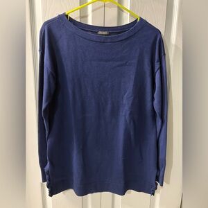 Talbots Women’s Classic Navy Sweater with ruffles on sides size S